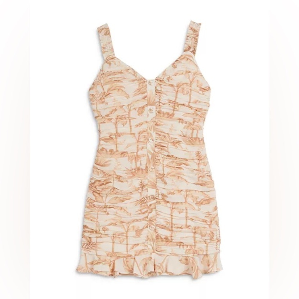 Ted Baker London Rosie Palm Tree Print Ruched Mini Dress - Size XL - Picture 5 of 11